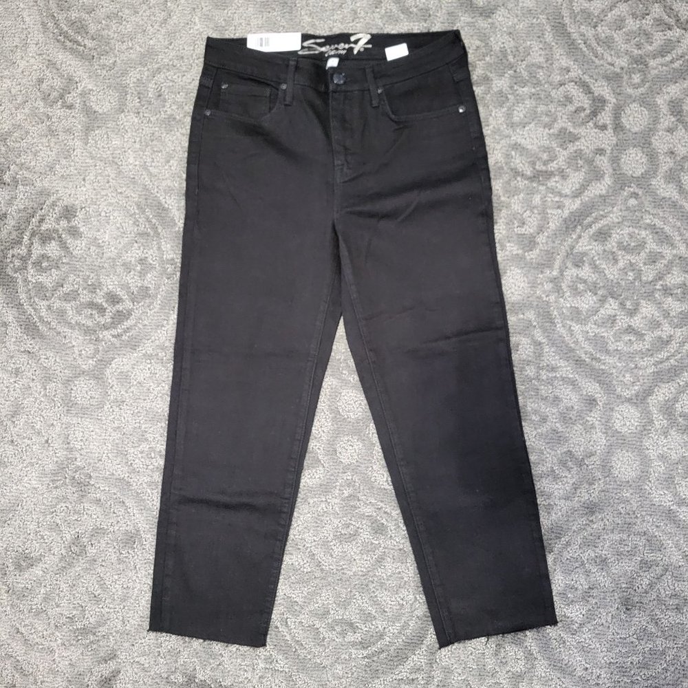 Seven7 Tower Straight Crop Pants Black Womens Size 6